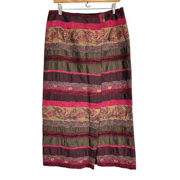 Retro Floral Embroidery Pencil Skirt 12 Pink Boho Western Indie Folk Hippie Arts - Picture 1 of 13